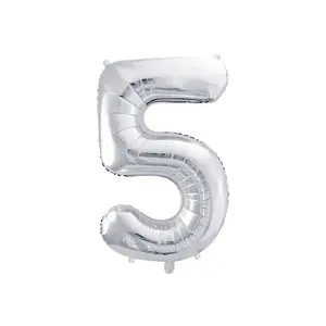 Toy balloon PartyDeco FB1M-5-018, foil, silver, height 1000 mm (inflated ~86 cm)