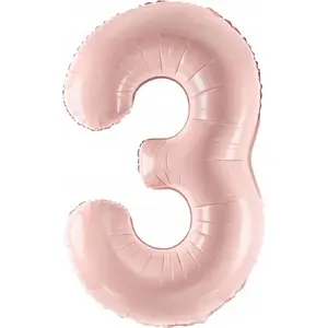 Foil Balloon PartyDeco 72 cm, 3-shaped, light pink