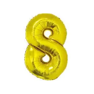 Foil Balloon Number 8 GoDan, gold color, 85 cm