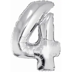 Foil Balloon number 4, GoDan, silver, 85 cm