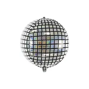 Toy balloon PartyDeco Disco Ball, foil, silver, 400 mm, pack of 50