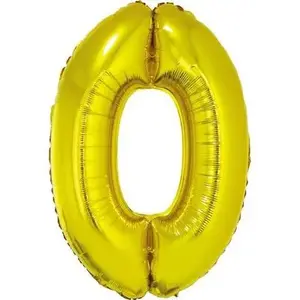 Фольгированный шар-цифра 0 золотой, 85 см, GoDan