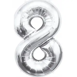 Folijas balons GoDan modelis BC-HSR8 — cipars 8 sudraba, 85 cm
