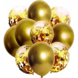 Balloon set MK TRADE BSC-693 — 33 cm metallic navy and confetti, 10 pcs