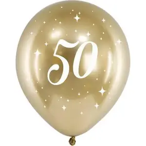 Латексные шары PartyDeco Glossy 30 см, упаковка 50 шт., золотые