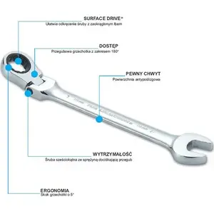 Combination Ratcheting Wrench 21 mm, Sata GL46412, hinged ratchet head