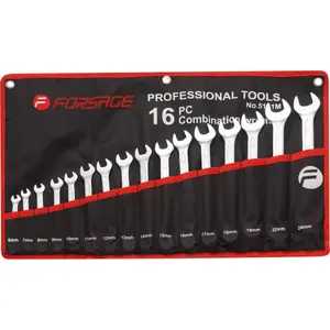 Wrench set Forsage F-5161P — 16-piece combination wrenches 6–24 mm, canvas roll