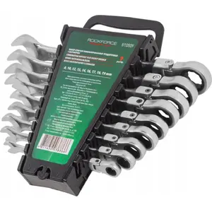 Hand wrenches set Rockforce RF-51092F — 9-piece ratcheting combination wrenches with swivel