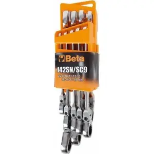Hand tool set Beta Tools BE 142SN/SC9 — metric combination wrenches, ratchet, sockets and case