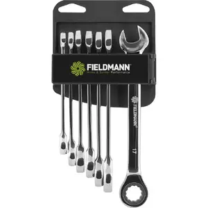 Ratchet wrench set Fieldmann FDN1045 — 7-piece metric sockets 8,10,11,12,13,14,17 mm, stainless steel