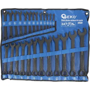Combination wrench set GEKO G11261, CR-V black finish, 25 pieces, sizes 6–32 mm