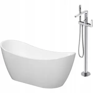 Freestanding bathtub CERSANIT ZEN DOUBLE 182x71 cm with freestanding INVERTO chrome faucet (model S601-139)