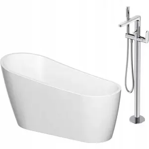 Freestanding Oval Bathtub CERSANIT ZEN 167x72 with INVERTO Freestanding Faucet Chrome (S601-140)