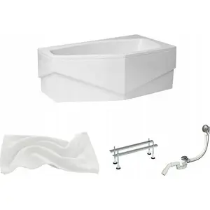 Asymmetric Bathtub Polimat MARIKA 140 x 80 cm, right-hand installation, acrylic