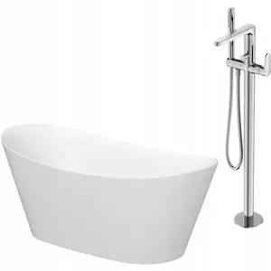 Freestanding oval bathtub CERSANIT INVERTO 170x80 with freestanding INVERTO chrome faucet (S601-138)