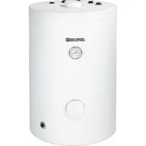 Stāvošs karstā ūdens siltummaiņājs SWK-150L ar spirāles serdi, augšējie pieslēgumi, balts