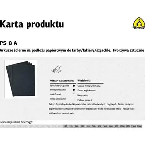 Abrasive Sanding Paper Sheets KLINGSPOR PAPIER ŚCIERNY PS8A 230×280 mm Grit P360 Pack 50