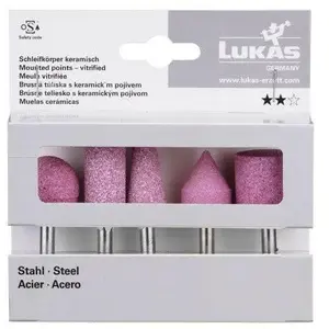 Grinding Wheel Set for Shaft, Lukas Erzett, 5 pcs EKR – for Steel