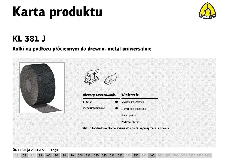 Abrasīvā auduma ruļlis KLINGSPOR 150 mm
