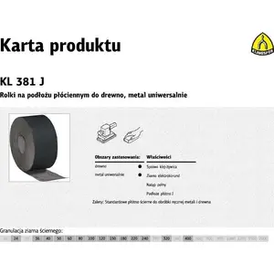 Абразивная лента на тканевой основе KLINGSPOR KL381J 200 мм, зерно P120, 50 м