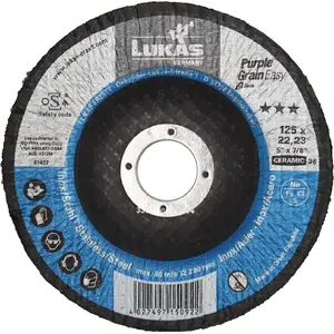 Grinding Flap Disc Glob LUKAS 125 mm P60 Purple Grain for Angle Grinder