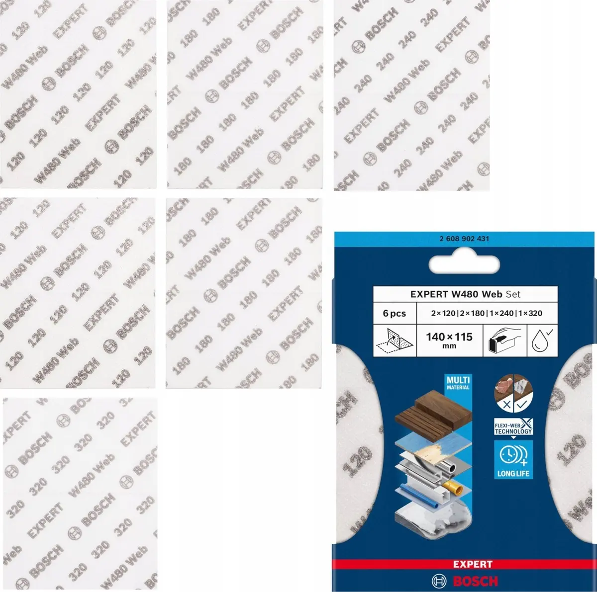 Abrasive sheet ASTAR Bosch W480 P120 115×140 mm Photo 2