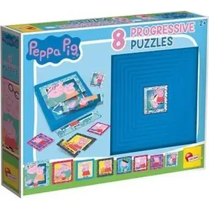 Izglītojošs puzļu komplekts Lisciani LISCIANI PUZZLE PROGRESYWNE 8 PEPPA PIG – progresīvs 8 līmeņu bērnu puzlis
