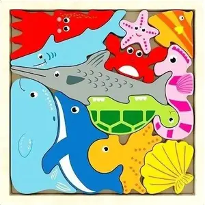 Wooden Animal Puzzle set Swede – educational wooden animal jigsaw pieces, 5902496178247