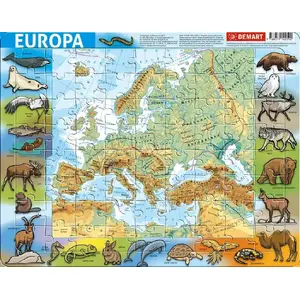 Puzzle frame map Demart — Europe physical map jigsaw puzzle, educational floor puzzle
