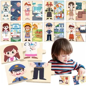 Viga Toys wooden profession matching puzzle set – educational peg puzzle for learning jobs