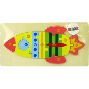 Wooden Rocket Number Puzzle Set LEAN Sport 10351 — educational wooden puzzle for number recognition