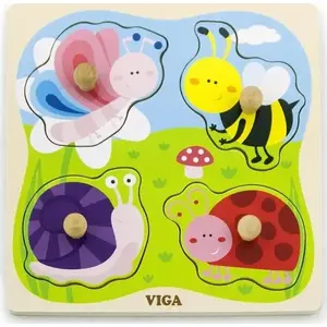 Wooden Pin Puzzle 'Insects' by Viga Toys — educational peg puzzle, model 50131