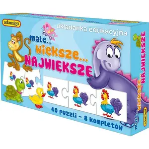 Educational puzzle set Adamigo Małe Większe Największe model 6496 – size-sorting wooden pieces