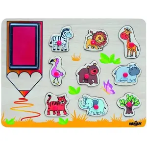 Woodyland educational wooden stamps and puzzle 2-in-1 Safari set WD91185