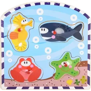 Daffi wooden peg puzzle in frame — Underwater World educational puzzle