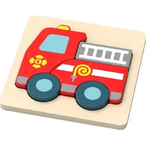 Puzzle fire truck - Magni Brandbil puslespil, wooden children’s puzzle, 5707594038642