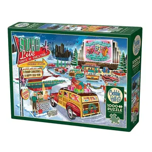 Puzzle Cobble Hill Holiday Drive In — 1000-piece, 676 × 489 mm