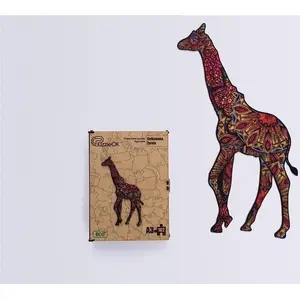 Koka puzle PuzzleOK modelis 102 'Pikainā žirafe' A3 eko — izglītojoša puzle, koka detaļas
