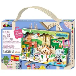 Wooden Puzzle AVENIR — 'Create a Cityscape Barcelona' educational jigsaw, multi-piece wooden construction set