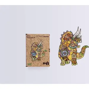 Koka puzle PuzzleOK 74 gab. Triceratops A4 — ekoloģiska izglītojoša puzle