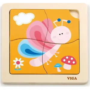 Viga Puzzle on Base 50136 — wooden inset puzzle with butterfly motif