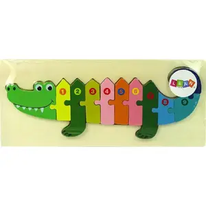 Educational wooden number puzzle set LEAN Sport 10338 – crocodile shape, counting pieces