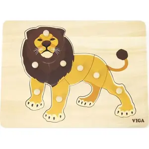 Деревянные монтессори пазлы «Лев» с штырьками Viga Toys — пазл с деревянными ручками