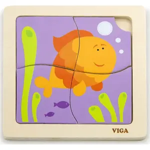 Jigsaw Puzzle on Board Viga 50144 — Fish Shape Educational Wooden Puzzle