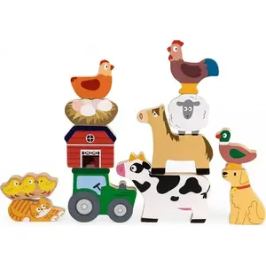 Stacking Puzzle Farm Animals by viga toys — wooden stacking set, model 44706