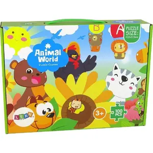 Jigsaw Puzzle LEANToys 100 pieces — Children's Animal Puzzle, educational cardboard set