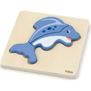 PUZZLE Viga 59934 — pirmie mācību šķīvju puzles uz pamatnes, zivtiņas motīvs