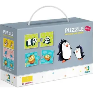 Puzle Dodo 12x2 Mamy i dzieci — dubultslāņa bērnu puzle, 24 detaļas, izglītojošs komplekts