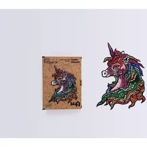 Wooden Eco Puzzle PuzzleOK 76 pieces A4 — Rainbow Unicorn