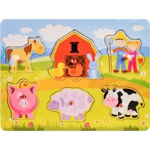 Daffi wooden puzzle — farm themed educational toy, wooden stacking set